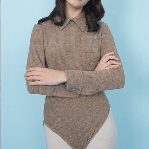 Samantha Pleet Ribbed Cafe Bodysuit XS - Picture 2 of 13